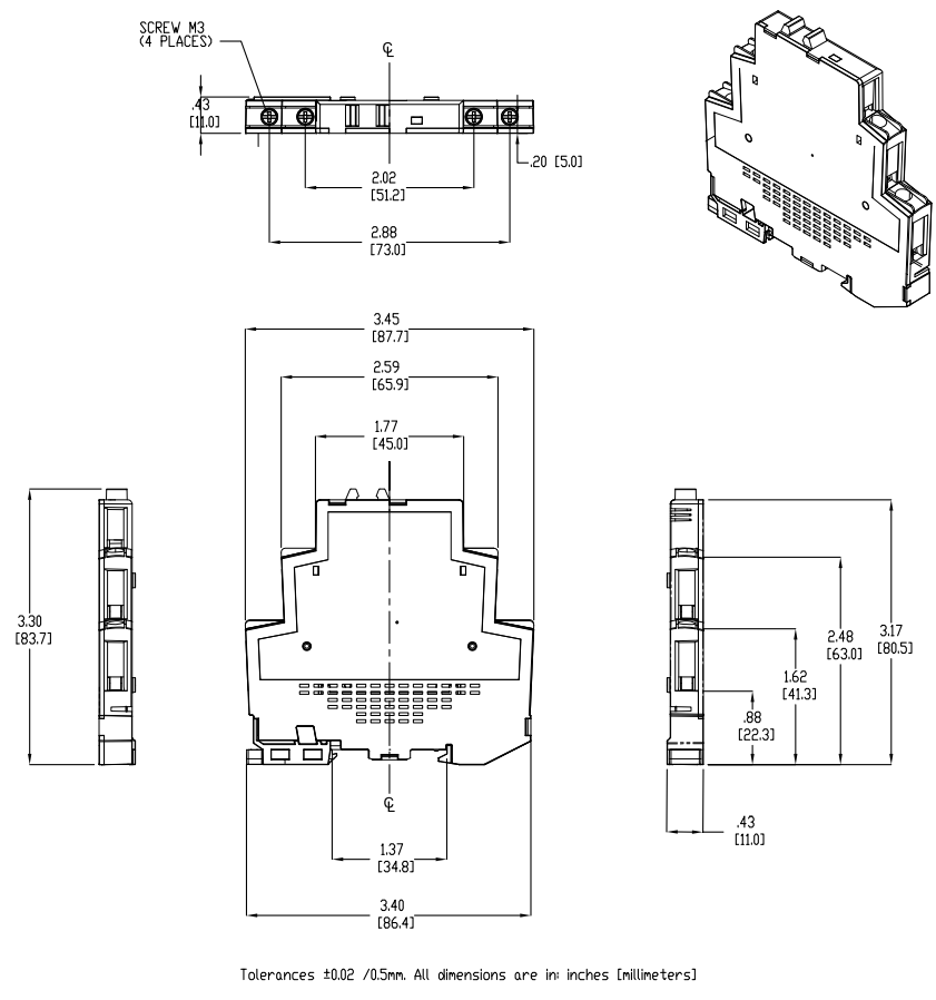 Mechanical Drawing - Crydom / Sensata SeriesOne DR Solid State Relays Mechanical Drawing - Crydom / Sensata SeriesOne DR Solid State Relays