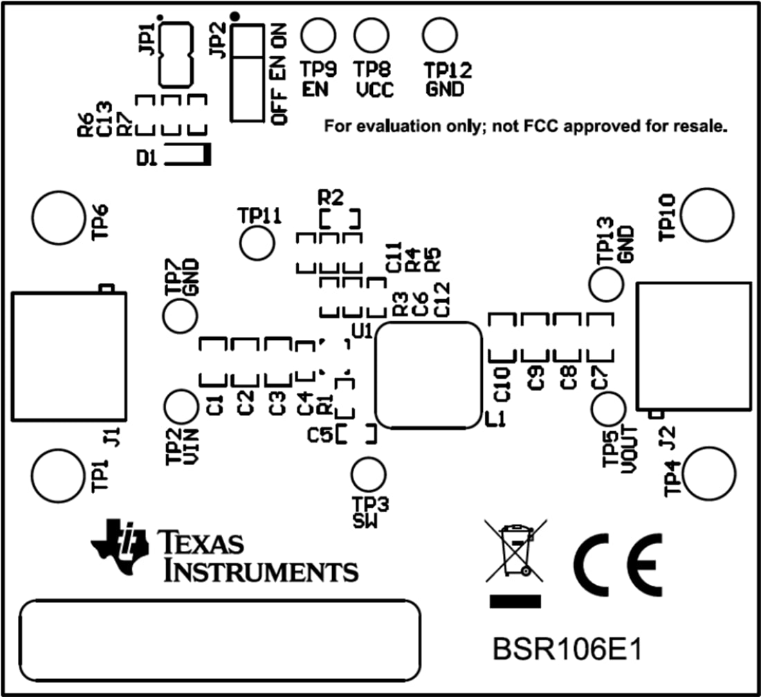 Mechanical Drawing - Texas Instruments TPS566231EVM Converter Evaluation Module