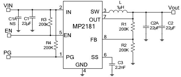 Schematic - Monolithic Power Systems (MPS) EV2181-TL-00A Evaluation Board