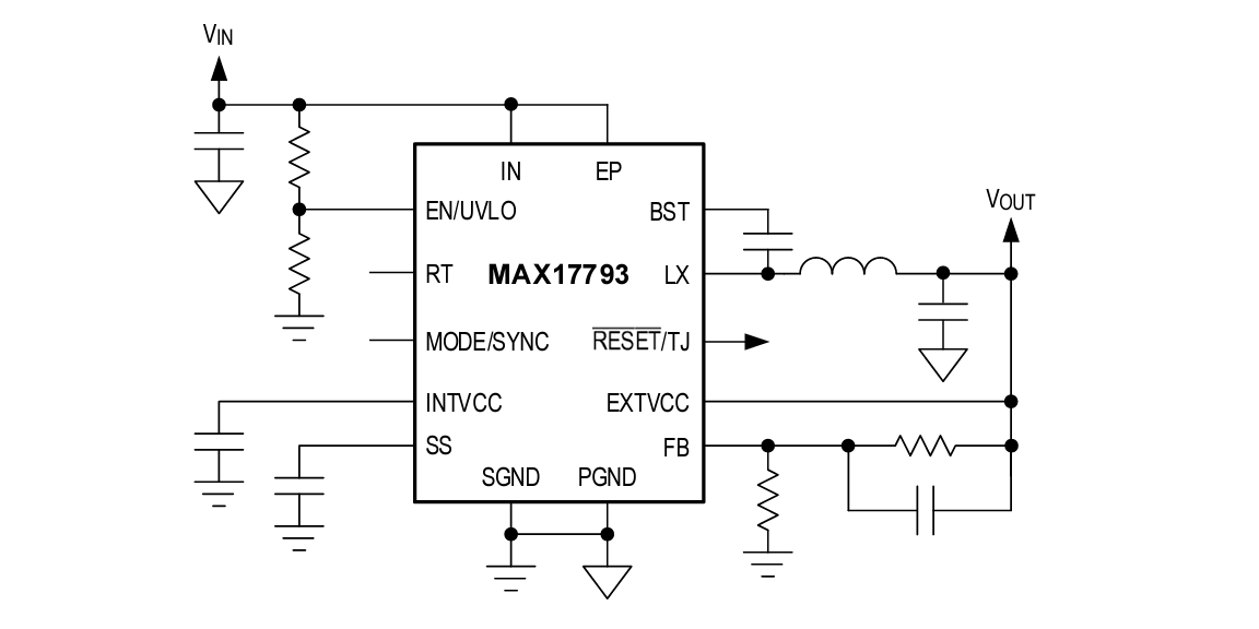 Application Circuit Diagram - Analog Devices / Maxim Integrated MAX17793 DC-DC Converters