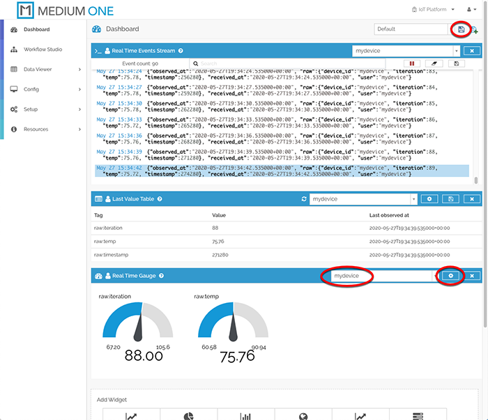 Real Time Gauge Widgets have been added to the dashboard